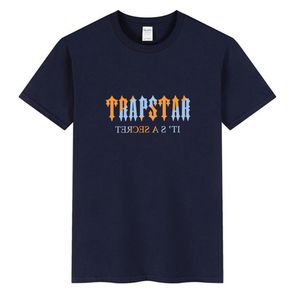 Herr t-shirts Trapstar London Designer Summer 3D Printing Tee Clothing Sports Fitness Polyester spandex andningsbar o krage basket tröja