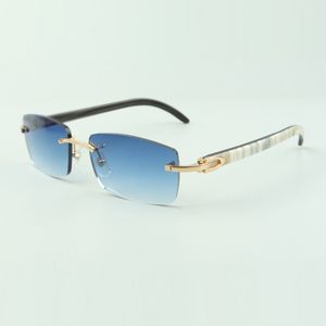 Óculos de sol Frameless Buffs 3524012 com chifre de búfalo híbrido natural para homens e mulheres com lentes de 56 mm