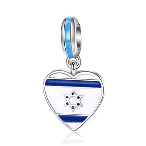 925 Silver Heart Israel Star of David Beads Charms for Women Fit Pandora Bracelets Jóias