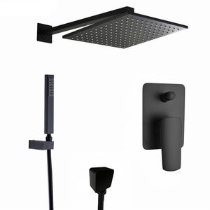 Högkvalitativ mässing Black Shower Set Badrum Regnduschhuvudet Kran System Spout Diverter Mixer Handhållna sprayuppsättningar