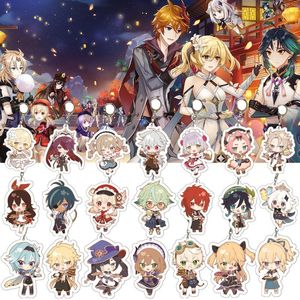 キーチェーン20pcs/lot genshin Impact Zhongli Diluc Keychain CosplayかわいいVenti Paimon Tartaglia Mona Acrylic Key Chain Pendant Keyring