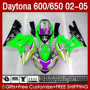 Green purple Fairings Kit For Daytona 650 600 CC 02 03 04 05 Bodywork 132No.74 Cowling Daytona 600 Daytona650 2002 2003 2004 2005 Daytona600 02-05 ABS Motorcycle Body