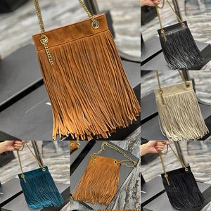 Grace Small Chain Bag in Leather and Suede Designer Luxury Chain Strap Cross Body Doubled Shoulder Magnetic Closure Handbag Embellshed Meta Tassel Purse 23