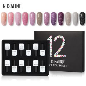 12 färger rosalind gel nagellack set fast färg nagelsats för manikyr polerad vernis semi permanent bas