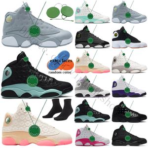 13S Erkek Kadın Basketbol Ayakkabıları Jordens 13 Aurora Green Flint Bred Oyun Alanı Şanslı Kara Kedi Mahkemesi Mor Çin Yeni Yıl Spor Ayakkabı Sneaker Trainers Boyut