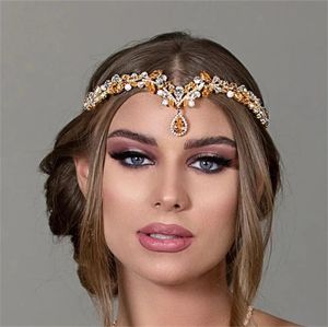 Matrimonio Nuziale Zircone Fronte Fascia Corona Tiara Bling Accessori per capelli da spettacolo di lusso Fascia per capelli Copricapo da ballo in oro argento coreano