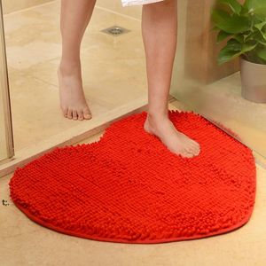 Carpets 40*50cm Soft Anti-Slip Super Absorbent Plush Microfiber Love Shaped Bath Mat Carpet Chenille Inventory RRA12945