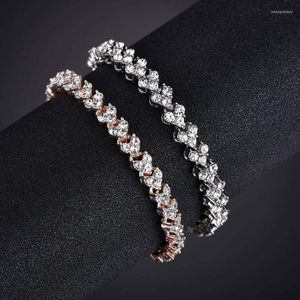 Link Chain Fashion Women Silver Color Gold Bracelet For Female Charm Crystal Bracelets Bridal Wedding Fine Jewelry 2022 Inte22