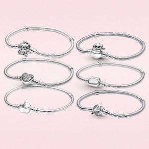 s925 Silver Bracelets For Women DIY Jewelry Fit Pandora Beads Charms Sparkling Mouse Heart Clasp Snake Chain Bracelet With Original Box Lady Gift