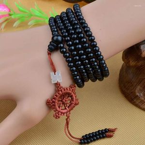 Beaded Strands Wooden Rosary Beads Bracelet Multi-circle With Chinese Knot Pendant Handmade Wood Gifts For Men And Women Fawn22