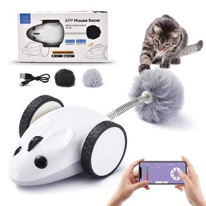 Smart Mouse R Interactive Cat Toys приложение приложение дистанционного управления автоматически USB зарядки 360 градусов электрический кот перо котенок игрушки 220423