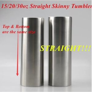 15oz/20oz/30oz STRAIGHT Skinny Tumbler Stainless Steel Cup with Lid Double Wall Vacuum Insulated Flask Slim Tumblers Travel Mug Coffee Cup