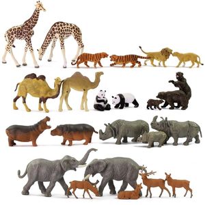 Modelo trem 1 87 bem pintado PVC ho escala Animais selvagens Elefante Camelo Giraffe Hippo Rhino Deer Moose Tiger Lion Panda Urso 220715