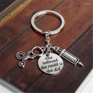 Keychains Silver Color Creative Key Rings She Believed Could So Did Fashion Personality Car Decoration Chain Practical Miri22