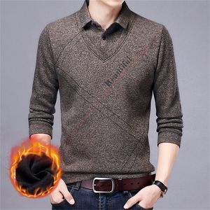 Ymwmhu algodão de algodão grossa camisa pólo manga longa primavera e roupas de outono tampos listrados camisas polo casuais masculino 220524