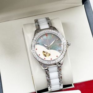 Fashion Women's Watch 34mm 316 حالة من الفولاذ المقاوم للصدأ الحزام السيراميك الحركة الميكانيكية الياقوت الكريستال مرآة مضادة لخدش مصمم الماس مصمم الماس 2022