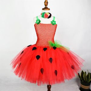 Vestidos de niña Girls Strawberry Tutu Vestido de niña Primera fiesta de cumpleaños Friut