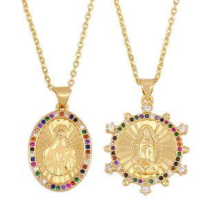 Подвесные ожерелья Овальный Гот красочный циркон золотой колье с дева