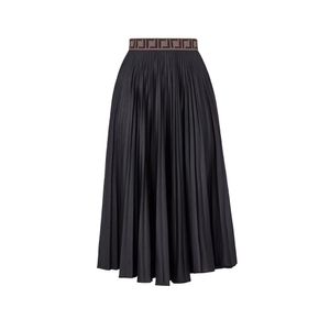 Black Skirts großhandel-Damendesignerin für schwarze Rock Luxusmarke Faltenrock A Line Mid Calf Weibchen Sommerkleid Asiatische Größe
