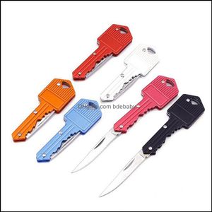 Coltello Utensili a mano Casa Giardino 6 colori Forma chiave Chiavi Mtifunzionali Mini Coltelli a lama pieghevole Coltello da frutta-Strumento Sciabola all'aperto Autodifesa svizzera