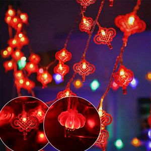 Strings LED Red Lantern String Light IP44 Waterproof Chinese Knot Fairy Lamp For Roof Wall Window Year StringLED StringsLED