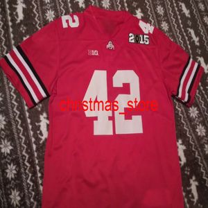 Ohio State Buckeyes Jersey #42 2015 Erkek Dikişi Herhangi bir İsim Numarasını Özelleştir XS-6XL