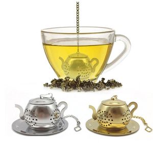 Guld 304 Rostfritt stål TEA INFUSER TEAPOT TRAY SPICE TEA Siler Herbal Filter Teaware Accessories Kitchen Tools Tea Infuser