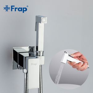 FRAP BIDET FAUCET BRASS SHOWERタップワッシャーミキサーイスラム教徒Ducha Higienica Cold Water Mixer Crane Square Shower Spray F7506 201105