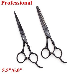 5.5 6 Aço Japonês 440C Tesoura de Cabelo Profissional Scissor Scissor De Alta Qualidade Barbeiro Desfilamento Corte Definido 9030 220317