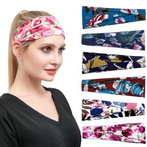 Women's Yoga Running Headbands Sports Workout Headwrap Bandana Headband Elastic Turban Head Wrap Boho Hair Band Accessories