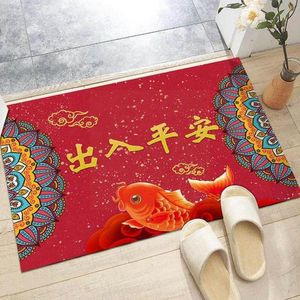 Tappeti Tappetino antiscivolo Anno cinese Tappeto Cartone animato Tigre Zerbino per camera da letto Decorazioni per il bagno Tappeti d'ingresso per corridoio rosso Tapis K2z5Tappeti