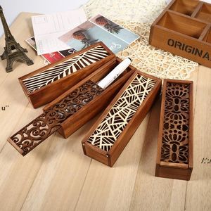 Party Favor 4 Styles Hollow Wooden Storage Box for Makeup Organizer Pencil Case Jewelry Drawer Pen Holder Stationery School Boxes BBE13481