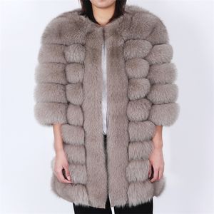 Maomaokong Winter New Women's Leather Leather Subfur Coat عالية الجودة فرو جولة الرقبة الدافئة معطف طويل معطف معطف طويل 2010