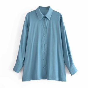 Camicia allentata da donna Moda maniche lunghe Camicetta fluida Casual abbottonata Top Chic Lady Top Donna haut femme 210709