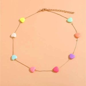 Pendant Necklaces Boho Vintage Fashion Ethnic Colored Heart-shaped Rope Chain Necklace For Women Hip Hop Simple All-match Jewelry Party Gift