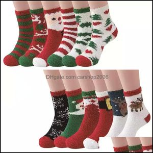 Christmas Decorations Festive Party Supplies Home Garden Ups Socks Thickened Coral Fleece Women Men Lady Wholesale Dh1B5