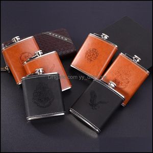 Hip Flasks Drinkware Küche Esszimmer Bar Hausgarten Leder 7 Unzen Tasche 304 Edelstahl Tragbare Weinflasche Männer Mi Dhxvc