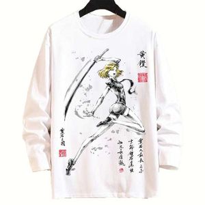 Herr t-shirts houseki no kuni fosfofyllite crewneck män kvinnor t-shirt långärmad topp tee hajuku streetwear anime kläder