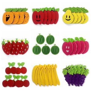 Children's bedroom dress up fruit Stickers Cartoon Kindergarten environment layout environmental protection stickers room decoration Wall Decor Felt cloth LK005