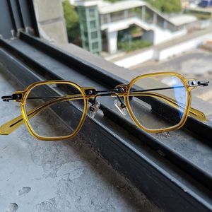 ファッションサングラスフレーム504黄色のアセテートリーディングメガネ2022光学女性女性スペクタクルアイウェア男性男性近視処方レンズファス
