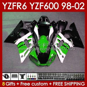 Bodywork green glossy Kit For YAMAHA YZF R6 R 6 YZF600 600CC YZFR6 98 99 00 2001 2002 Body 145No.196 YZF 600 CC YZF-600 98-02 Cowling YZF-R6 1998 1999 2000 01 02 OEM Fairing