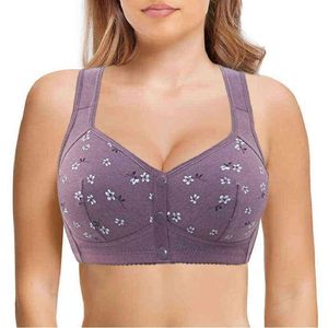 2022 New Bra Cotton Women Reggiseni senza filo Chiusura frontale Bralette Biancheria intima femminile confortevole Busto grande 52BC 50BC 48BC Cup L220727