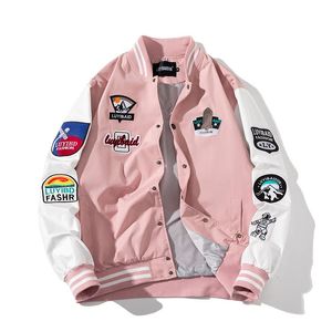 Women's Jackets Bomber Jacket Men Women Vintage Baseball Japanese Embroidery Mountain Letter Coat Casual Spring Autumn Windbreaker 2022Women