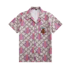 Designer-Bowling-Hemd für Herren, modisch, Blumenmuster, hawaiianische Seide, Business-Hemden, Freizeithemden, Herren, schmale Passform, kurze Ärmel, Stickerei