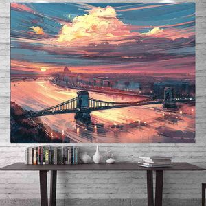Tapete de parede da paisagem do pôr do sol Decoração boêmia para tapetes de quartos Sala de fotos pendurada tapiz j220804