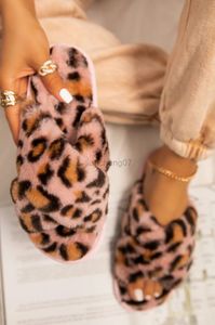 House Women Fur Slippers Indoor Leopard Print Furry Slides Fluffy Soft Plush Flats Non Slippers Home Casual Shoes Ladies Female G220816