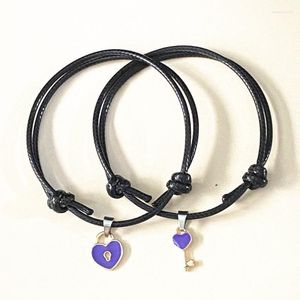 Charm Bracelets 2pcs Modepaar Armband Legierung Key Heart Lock handgefertigte Schmuck Seilliebhaber Geschenke für Frauen melv22