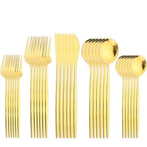 Zestawy sztućców Terprun 30pcs/Set Gold Gold Staliwa Zestaw naczynia ze stali nierdzewnej Nóż Deser Fork Spoon Tea Kitchnalware