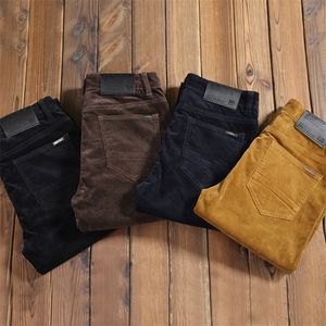 Calça de veludo de veludo de outono de outono calça casual estilo clássico calças cáqui machos roupas de marca masculina 201126