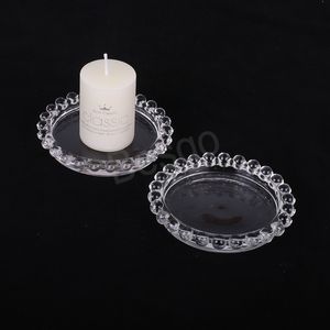 Glass Candle Plate Scented Candle Tray Jewelry Sundries Storage Small Plates Transparent Desktop Decoration Candles Trays BH6552 WLY